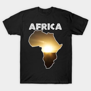 African Wildlife Continent Giraffe Sunset T-Shirt